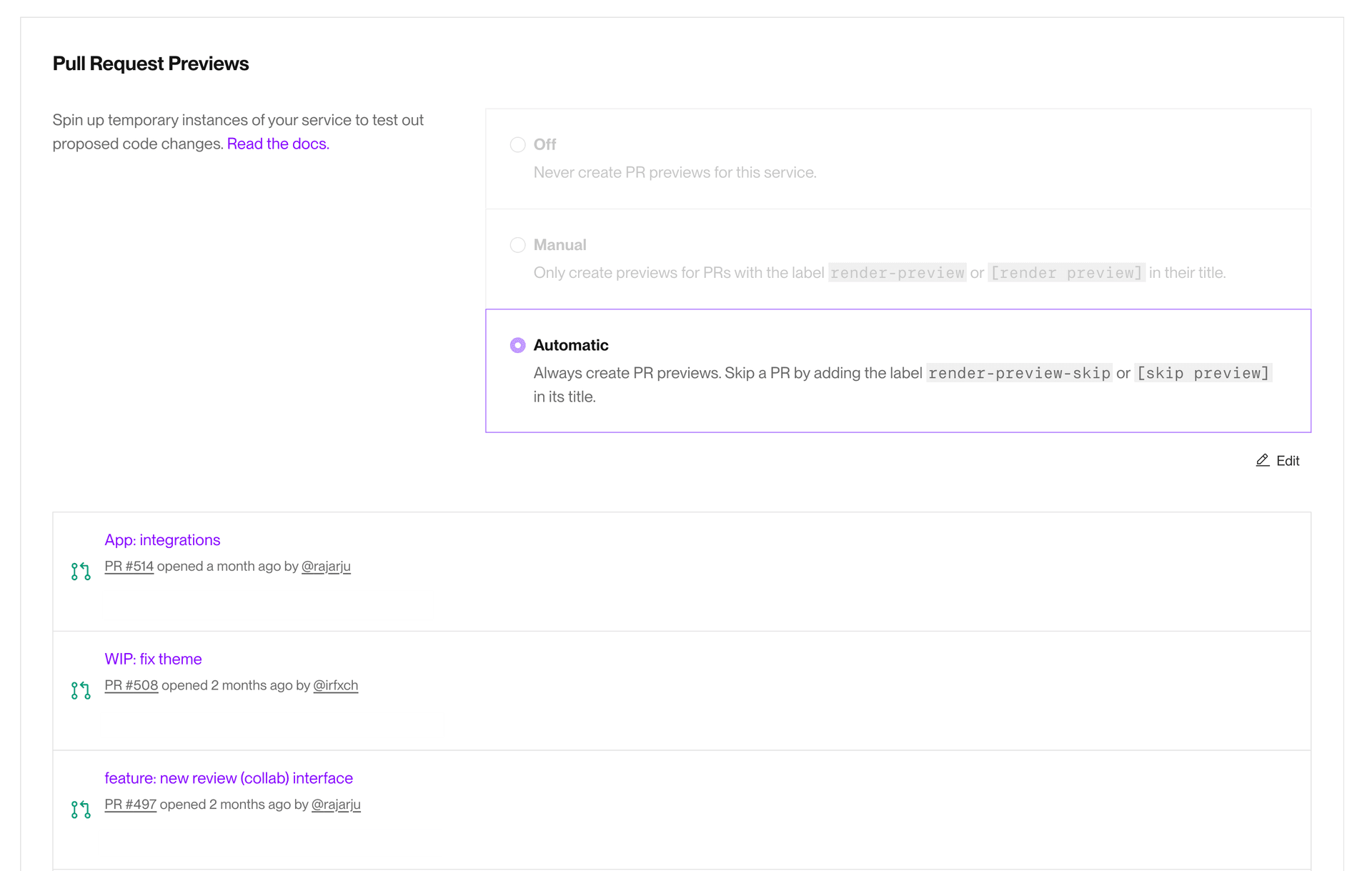 PR apps deployed automatically